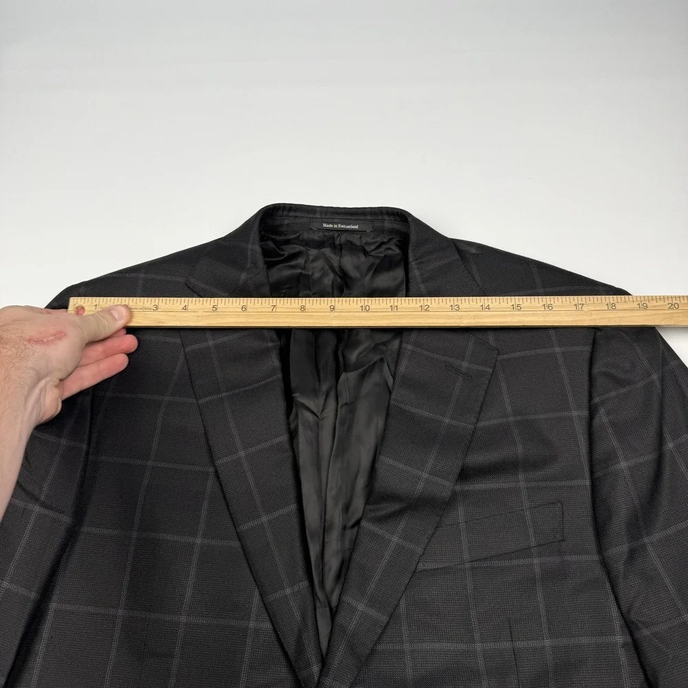 Ermenegildo Zegna Blazer Mens 42R Black Plaid Wool Silk Classic Fit Jacket Swiss